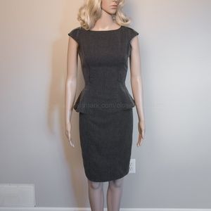 Peplum Cap Sleeves Wear to Work Dress Black 3/4